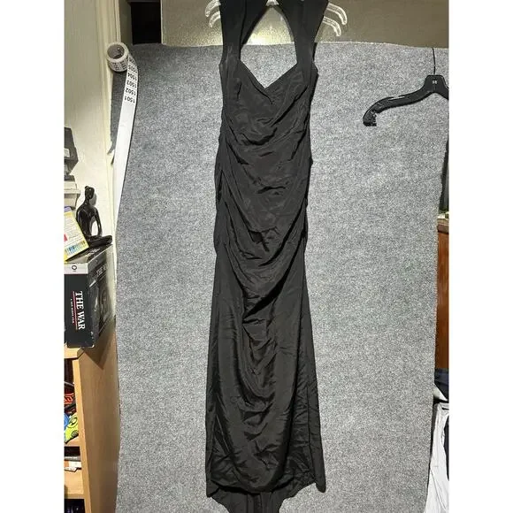 long evening dresses for older women One-Shoulder Long Prom Dress with Side Cape main image 1